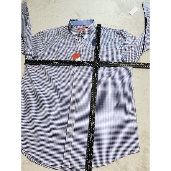 Izod Button Down Shirt Men's L Blue Gingham Check Long Sleeve NWT - Picture 8 of 11